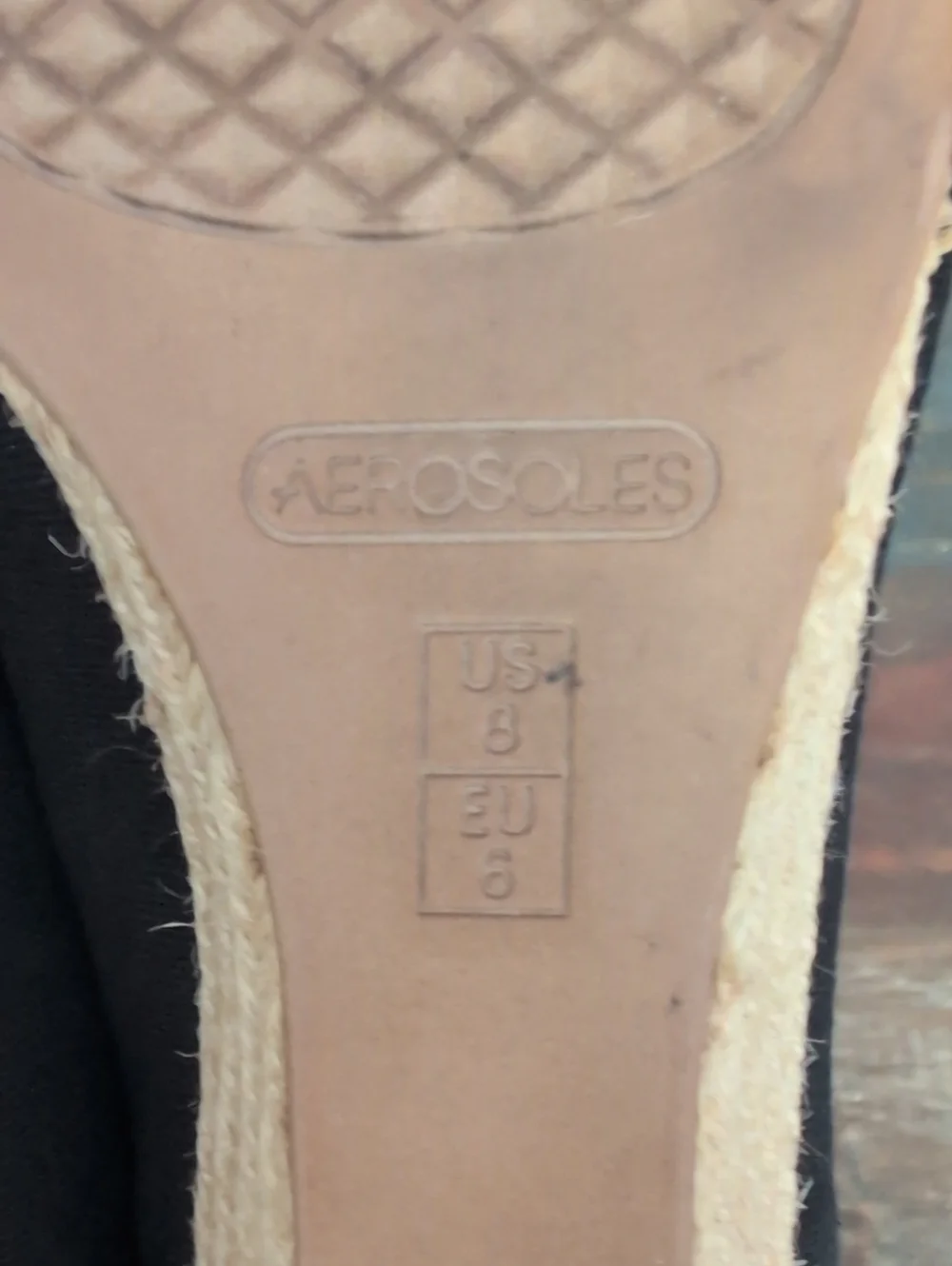 Aerosoles Ship Deck Wedge Bow Peep Toe Pump Black Fabric - Women's 8